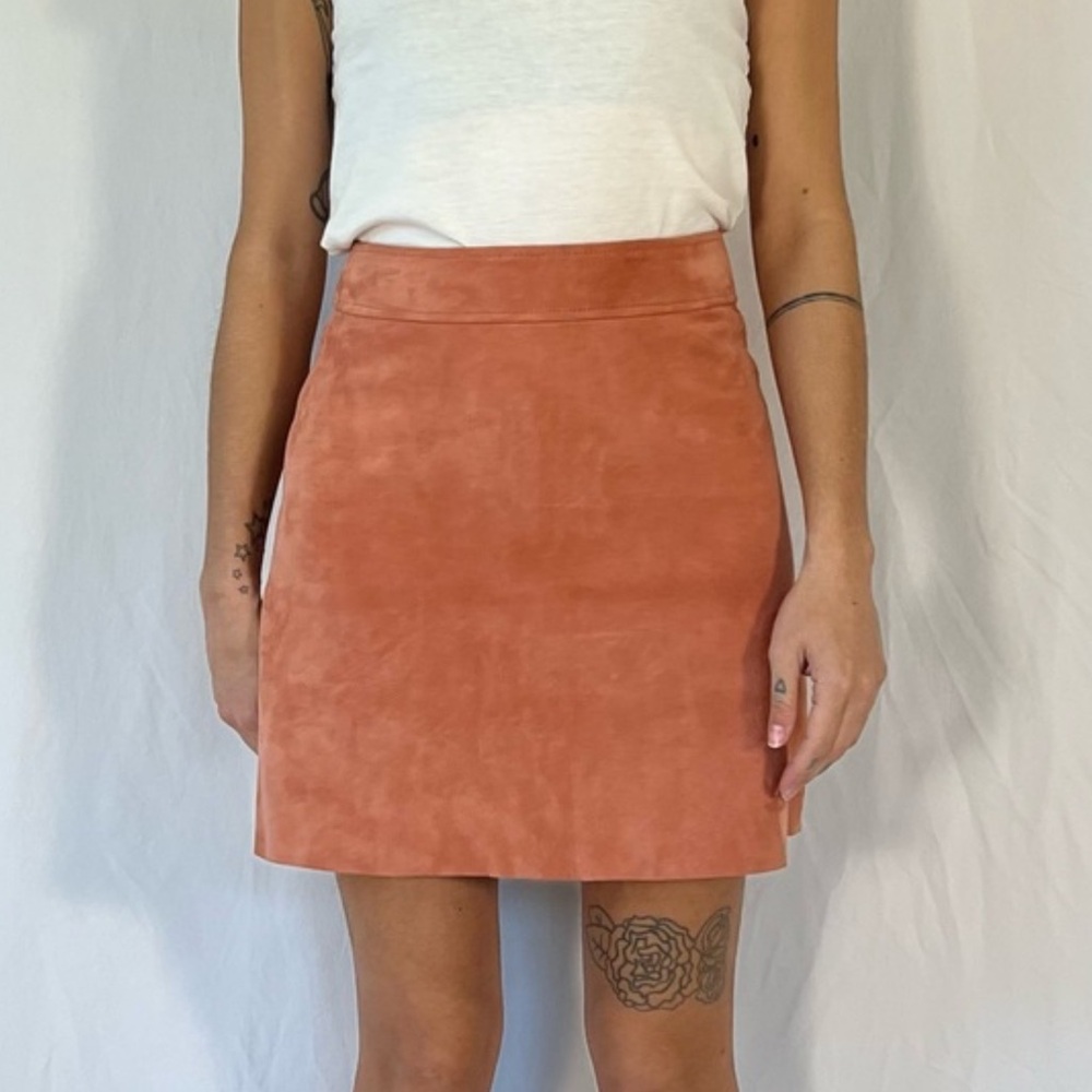 Theory Peach Suede Mini Skirt